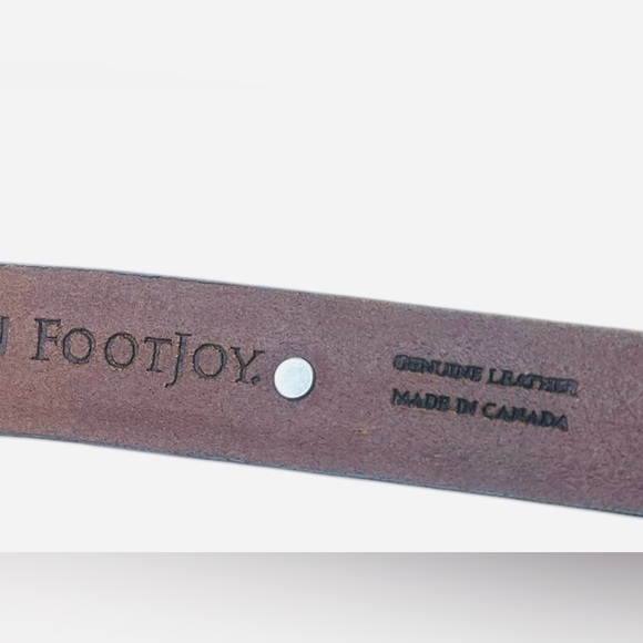 Footjoy Brown Genuine Leather Belt with Silver Buckle and 2 Golf Charms Sz Small - Picture 5 of 5